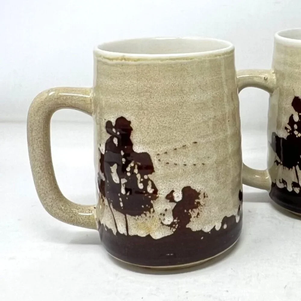 Stoneware Coffee Tea Mugs Trees Ducks Geese‎ Brown 5